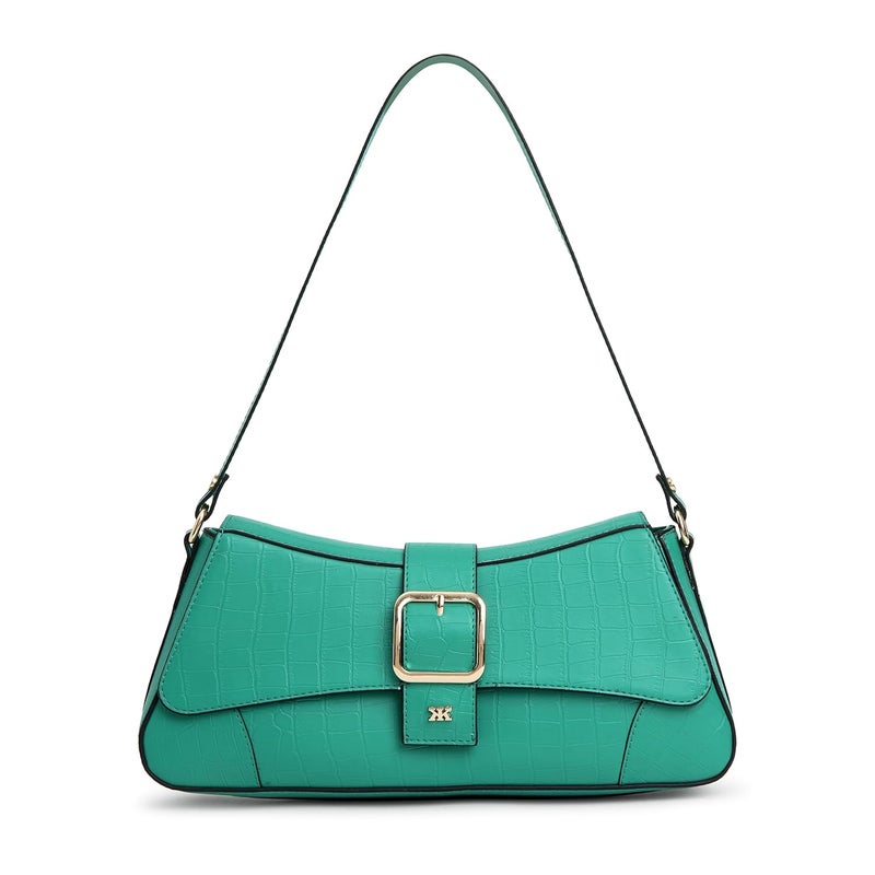 KLEIO Vegan Leather Structured Shoulder HandBag for Women - Green - Image 1